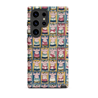 Sumo Wrestlers - Utagawa Yoshikazu Edo Art Phone Case Samsung Galaxy S24 Ultra / Matte Vibrant Patterned Phone Case Grid Cartoon Sumo