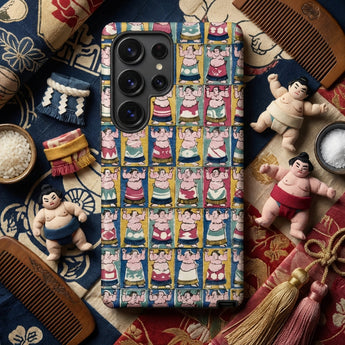 Sumo Wrestlers - Utagawa Yoshikazu Edo Art Phone Case Vibrant Patterned Phone Case Design Cartoon Sumo Wrestlers Iphone, Edo Art Iphone