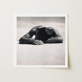Black-and-white Photographic Print Man Dark Hair Head Arms Fingers Brushing Pale, Quartz, Grains, Gelatin Silver, Max Dupain Art, Dupain’s
