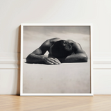 Black-and-white Framed Photograph Man Head Sandy Beach Fingers Brushing Pale, Quartz, Grains, Gelatin Silver Print, Max Dupain Art,