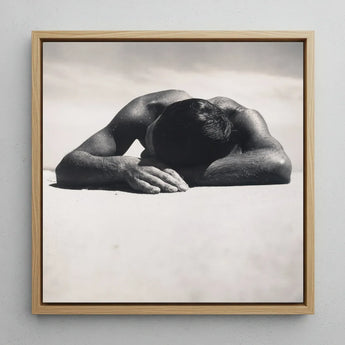 Sunbaker - Max Dupain Art Print / Canvas Black-and-white Framed Photograph Man Head Arms Encased Light Fingers Brushing Pale, Quartz,