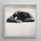 Sunbaker - Max Dupain Art Print / Canvas Black-and-white Framed Photograph Man Head Arms Fingers Brushing Pale, Quartz, Grains, Gelatin