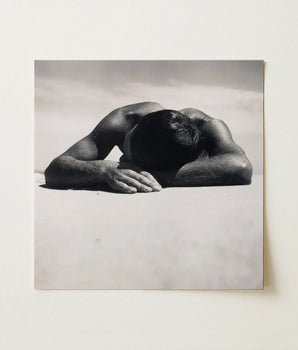 Black-and-white Photographic Print Man Face-down Sand Arms Bent Fingers Brushing Pale, Quartz, Grains, Gelatin Silver, Max Dupain Art,
