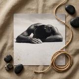 Sunbaker - Max Dupain Art Print / Canvas Black-and-white Photographic Man Head Arms Framed Smooth Fingers Brushing Pale, Quartz, Grains,