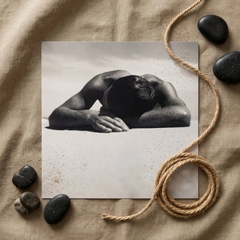 Sunbaker - Max Dupain Art Print / Canvas Black-and-white Photographic Man Head Arms Framed Smooth Fingers Brushing Pale, Quartz, Grains,