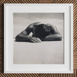 Sunbaker - Max Dupain Art Print / Canvas Black-and-white Photographic Man Head Sand Framed Simple Fingers Brushing Pale, Quartz, Grains,
