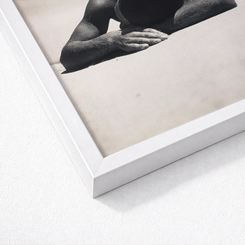 White Framed Black Photograph Person’s Arms Sand Fingers Brushing Pale, Quartz, Grains, Gelatin Silver Print, Max Dupain Art, Dupain’s