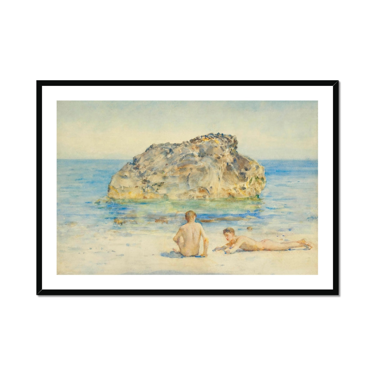 The Sunbathers - Henry Scott Tuke Fine Art Print, Framed Beach Scene Painting