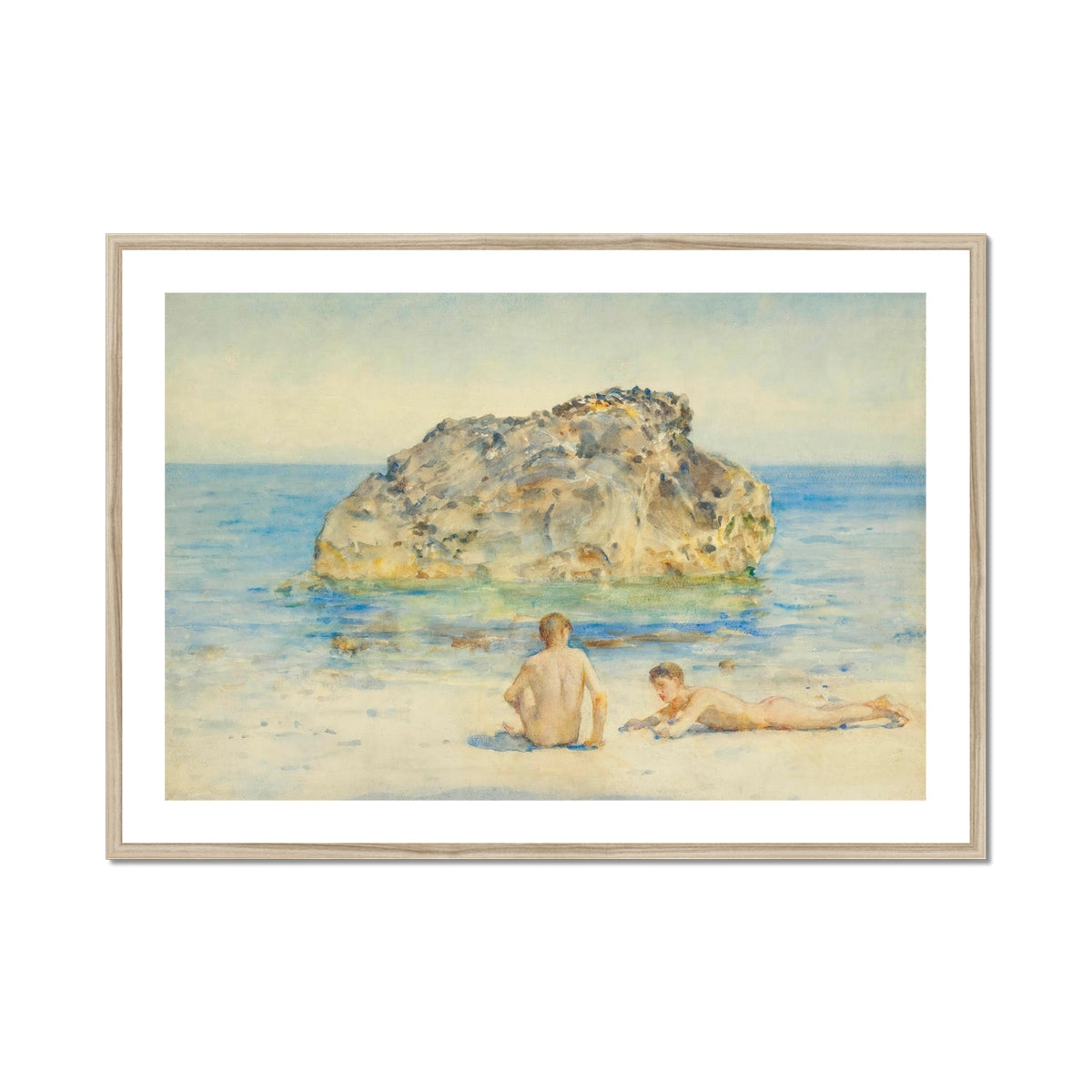 The Sunbathers - Henry Scott Tuke Fine Art Print, Framed Watercolor Painting