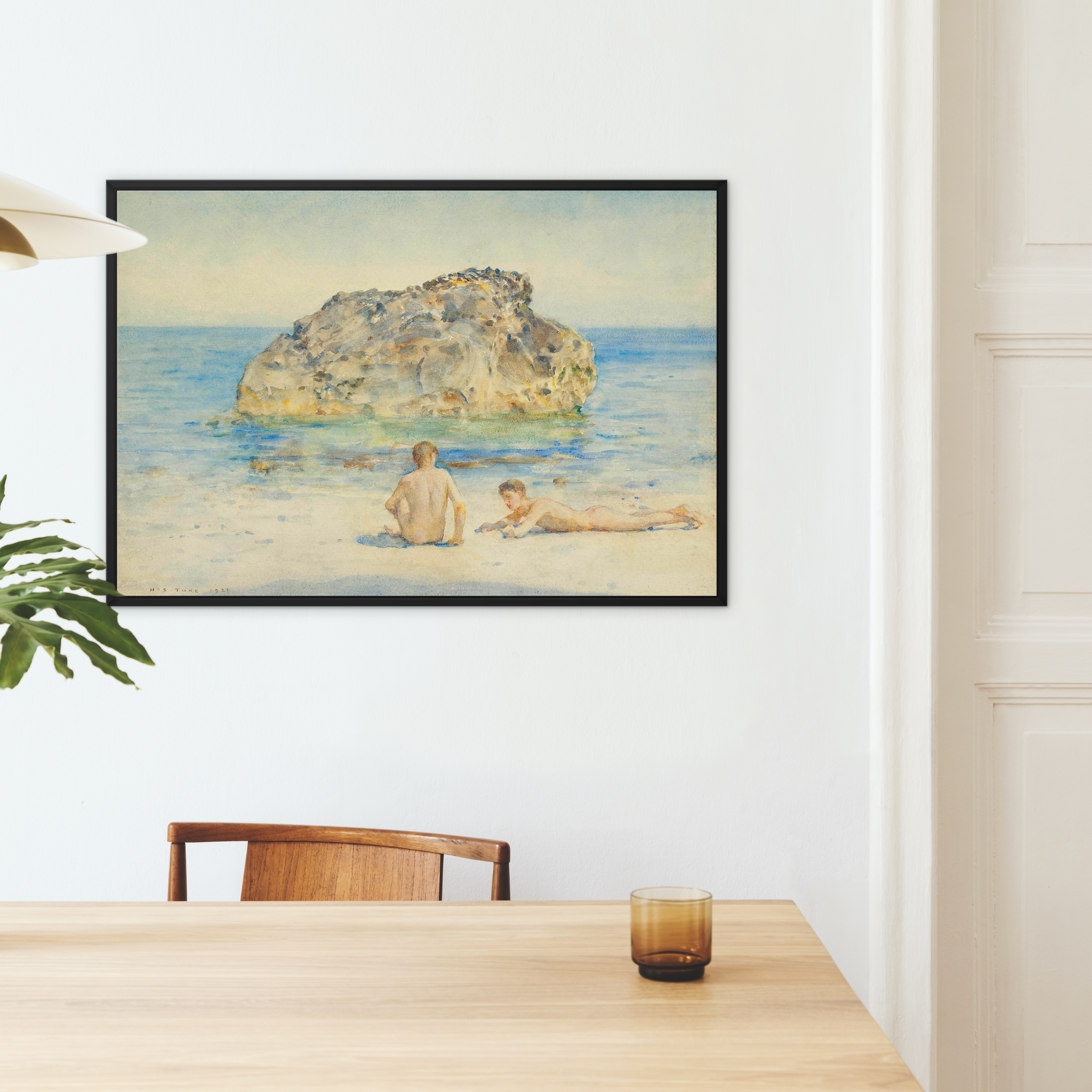 The Sunbathers - Henry Scott Tuke Framed Canvas, Framed Beach Scene Painting