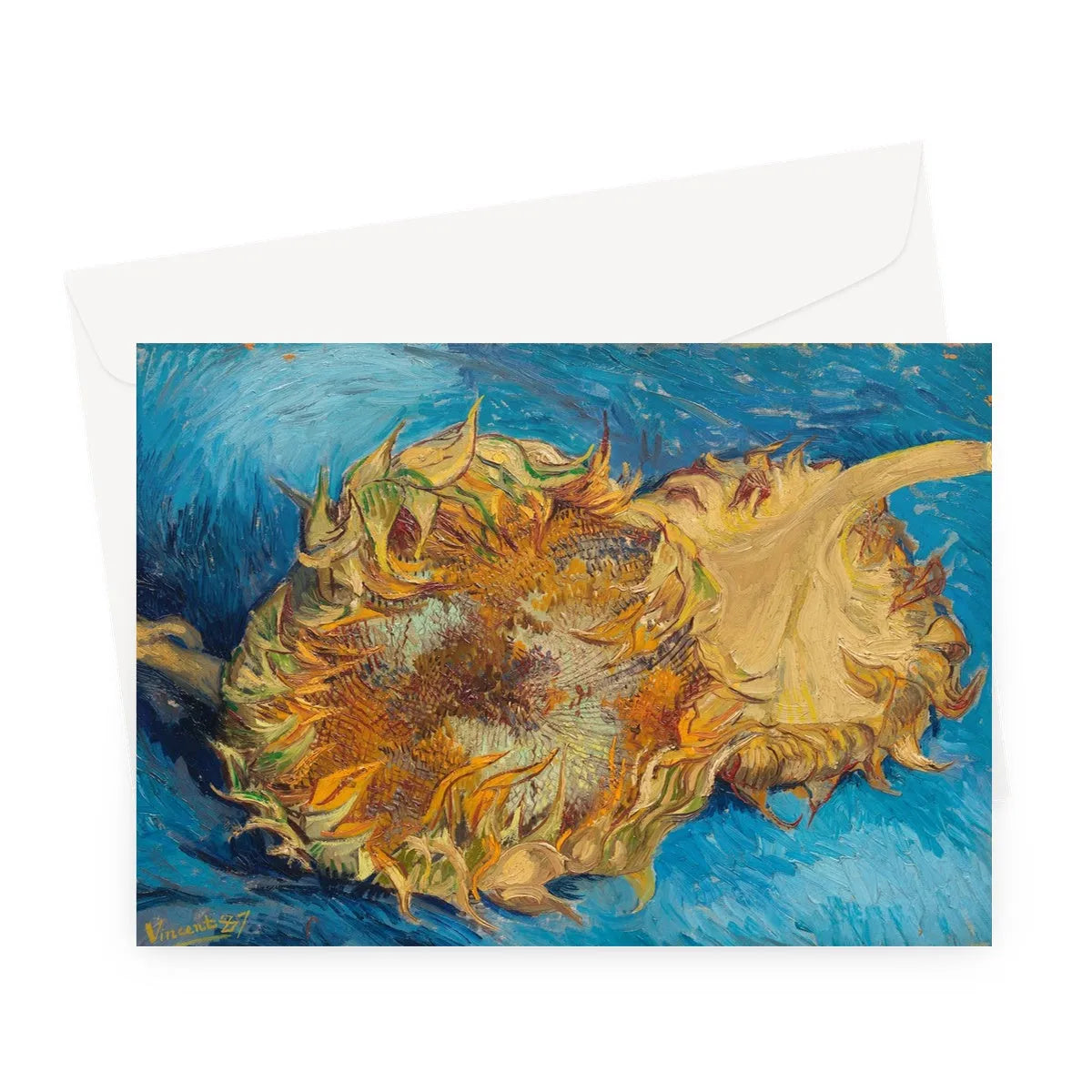 Sunflowers By Vincent Van Gogh Greeting Card - A5 Landscape / 1 Card - Notebooks & Notepads - Aesthetic Art