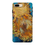 Sunflowers - Vincent Van Gogh Phone Case Iphone 8 Plus / Matte Phone Case Vibrant Impressionistic Painting Sunflowers Blue Background