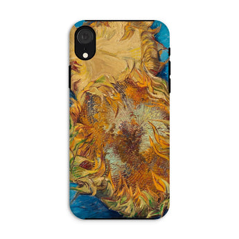 Sunflowers - Vincent Van Gogh Phone Case Iphone Xr / Matte Phone Case Vibrant Impressionistic Painting Sunflowers Blue Background Vincent