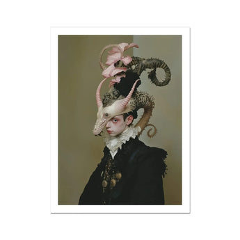 Cadmus - Gay Dragon Prince Art Print, Surreal Portrait Person Elaborate Headdress Octopus-like Tentacles