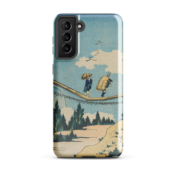 Suspension Bridge - Katsushika Hokusai Phone Case Samsung Galaxy S21 Plus / Gloss Phone Case Vintage-style Illustration Two Figures