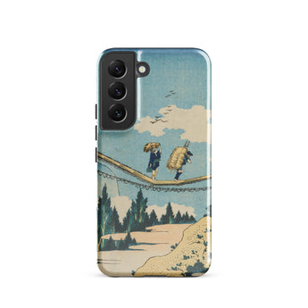 Suspension Bridge - Katsushika Hokusai Phone Case Samsung Galaxy S22 / Gloss Phone Case Vintage-style Illustration Two Figures Suspension