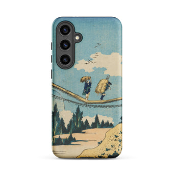 Suspension Bridge - Katsushika Hokusai Phone Case Samsung Galaxy S24 Plus / Matte Phone Case Vintage-style Illustration Two Figures