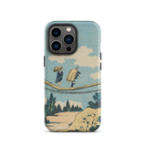 Suspension Bridge - Katsushika Hokusai Phone Case Iphone 13 Pro / Matte Phone Case Vintage-style Illustration Two Figures Suspension Bridge
