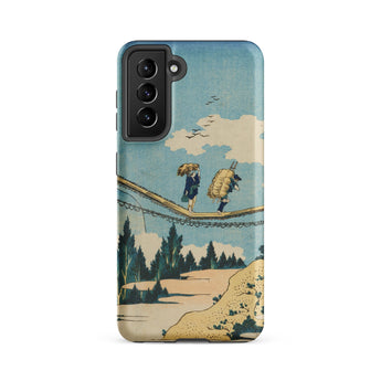 Suspension Bridge - Katsushika Hokusai Phone Case Samsung Galaxy S21 Fe / Matte Phone Case Vintage-style Illustration Two Figures