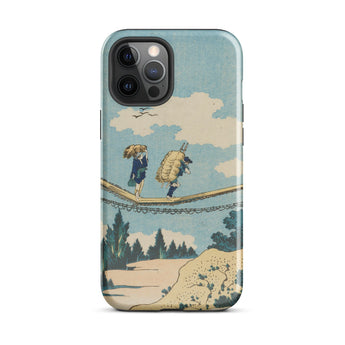 Suspension Bridge - Katsushika Hokusai Phone Case Iphone 12 Pro Max / Gloss Phone Case Vintage-style Illustration Two Figures Suspension
