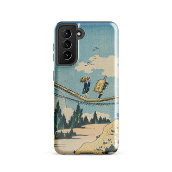 Suspension Bridge - Katsushika Hokusai Phone Case Samsung Galaxy S21 / Gloss Phone Case Vintage-style Illustration Two Figures Suspension