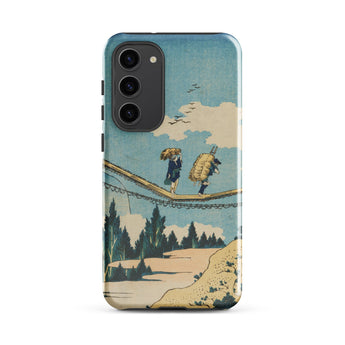 Suspension Bridge - Katsushika Hokusai Phone Case Samsung Galaxy S23 Plus / Gloss Phone Case Vintage-style Illustration Two Figures