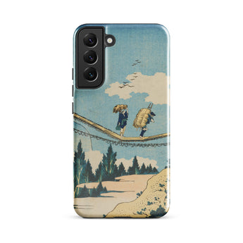 Suspension Bridge - Katsushika Hokusai Phone Case Samsung Galaxy S22 Plus / Gloss Phone Case Vintage-style Illustration Two Figures