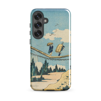 Suspension Bridge - Katsushika Hokusai Phone Case Samsung Galaxy S25 Plus / Gloss Phone Case Vintage-style Illustration Two Figures