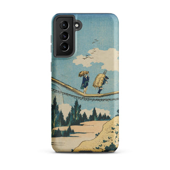 Suspension Bridge - Katsushika Hokusai Phone Case Samsung Galaxy S21 Plus / Matte Phone Case Vintage-style Illustration Two Figures