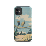 Suspension Bridge - Katsushika Hokusai Phone Case Iphone 11 / Matte Phone Case Vintage-style Illustration Two Figures Suspension Bridge