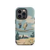 Suspension Bridge - Katsushika Hokusai Phone Case Iphone 14 Pro / Matte Phone Case Vintage-style Illustration Two Figures Suspension Bridge