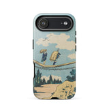 Suspension Bridge - Katsushika Hokusai Phone Case Iphone 17 Air / Gloss Phone Case Vintage-style Illustration Two Figures Suspension Bridge