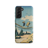 Suspension Bridge - Katsushika Hokusai Phone Case Samsung Galaxy S21 / Matte Phone Case Vintage-style Illustration Two Figures Suspension