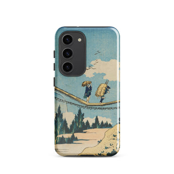 Suspension Bridge - Katsushika Hokusai Phone Case Samsung Galaxy S23 / Gloss Phone Case Vintage-style Illustration Two Figures Suspension