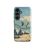 Suspension Bridge - Katsushika Hokusai Phone Case Samsung Galaxy S24 / Gloss Phone Case Vintage-style Illustration Two Figures Suspension