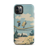 Suspension Bridge - Katsushika Hokusai Phone Case Iphone 11 Pro Max / Matte Phone Case Vintage-style Illustration Two Figures Rope Bridge