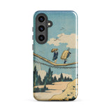 Suspension Bridge - Katsushika Hokusai Phone Case Samsung Galaxy S24 Plus / Gloss Vintage-style Illustration Two Figures Iphone, Threads