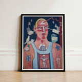 Framed Abstract Portrait Stylized Figure Blonde Hair Red Sustained Comedy, Marsden Hartley’s, Opens, Stare Two Arrows, Late Maine, Years,