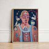 Framed Abstract Painting Stylized Figure Blonde Hair Red Sustained Comedy, Marsden Hartley’s, Opens, Stare Two Arrows, Late Maine, Years,