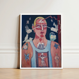 Framed Painting Stylized Portrait Bold Colors Symbolic Elements Sustained Comedy, Marsden Hartley’s, Opens, Stare Two Arrows, Late Maine,