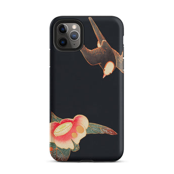 Swallow & Camellia - Ito Jakuchu Iphone Case, 11 Pro Max / Matte, Black Phone Case Bird Flower Design