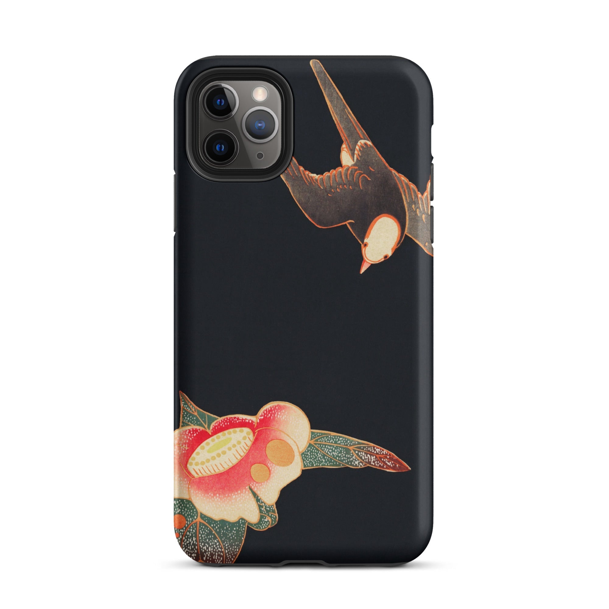 Swallow & Camellia Ito Jakuchu Iphone Case, 11 Pro Max / Matte, Black Phone Case Bird Flower Design