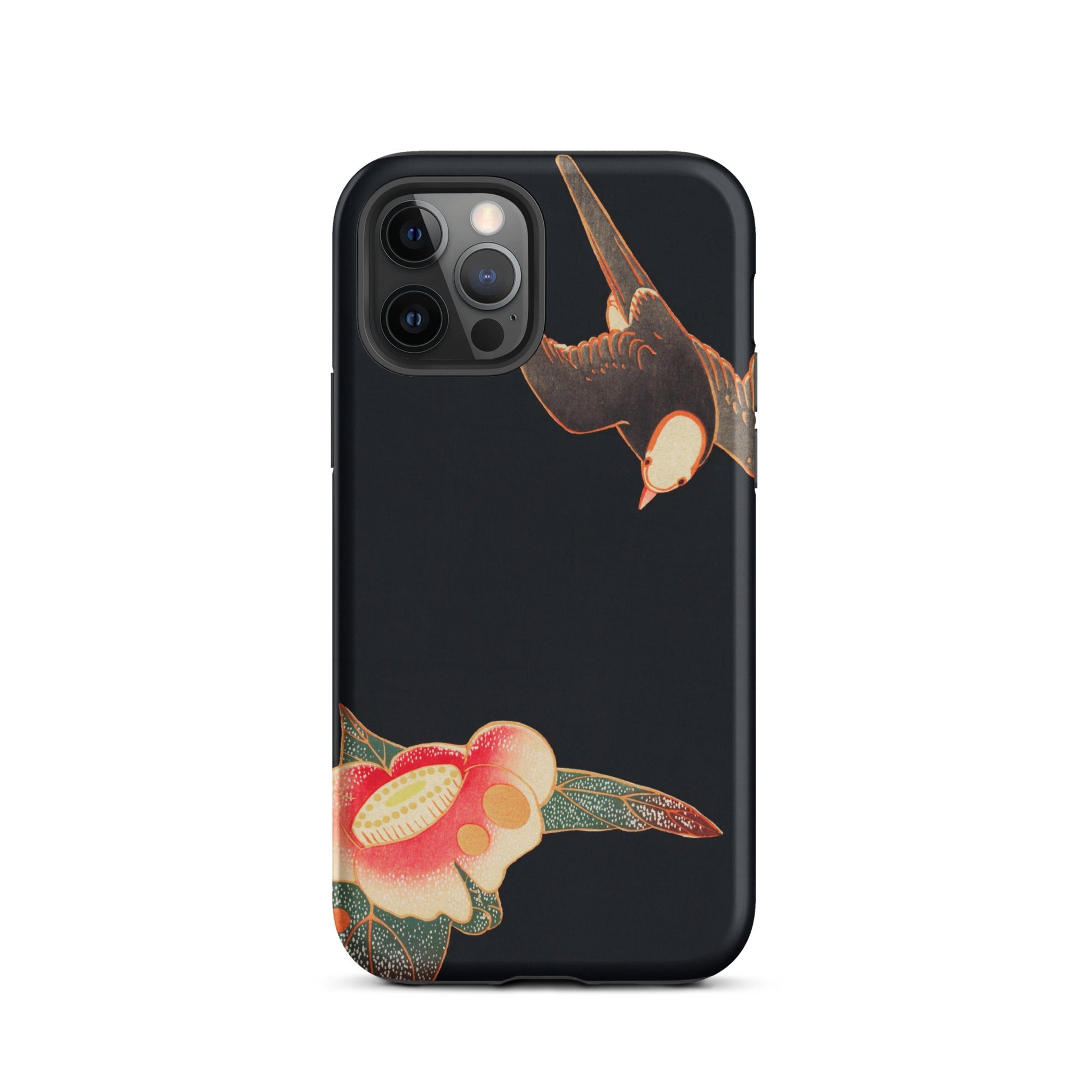 Swallow & Camellia Ito Jakuchu Iphone Case, 12 Pro / Matte, Black Phone Case Bird Flower Design