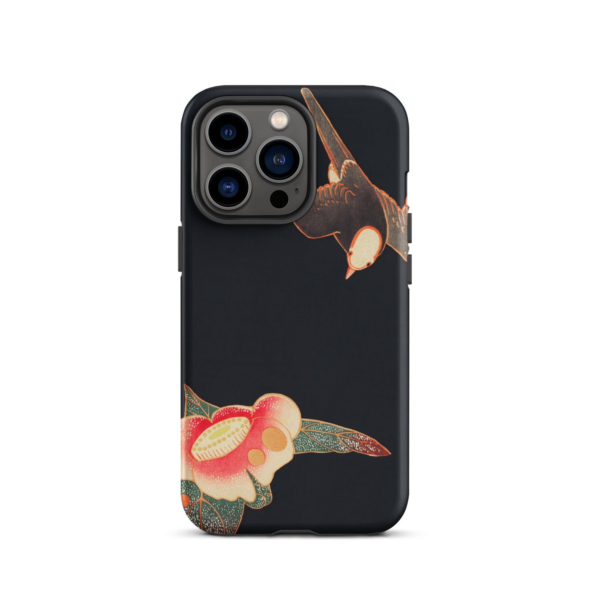 Swallow & Camellia Ito Jakuchu Iphone Case, 13 Pro / Matte, Black Phone Case Bird Flower Design