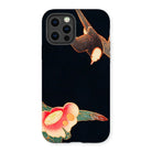 Swallow & Camellia - Ito Jakuchu Iphone Case, 13 Pro / Matte, Phone Case Bird Flower Design Black Background
