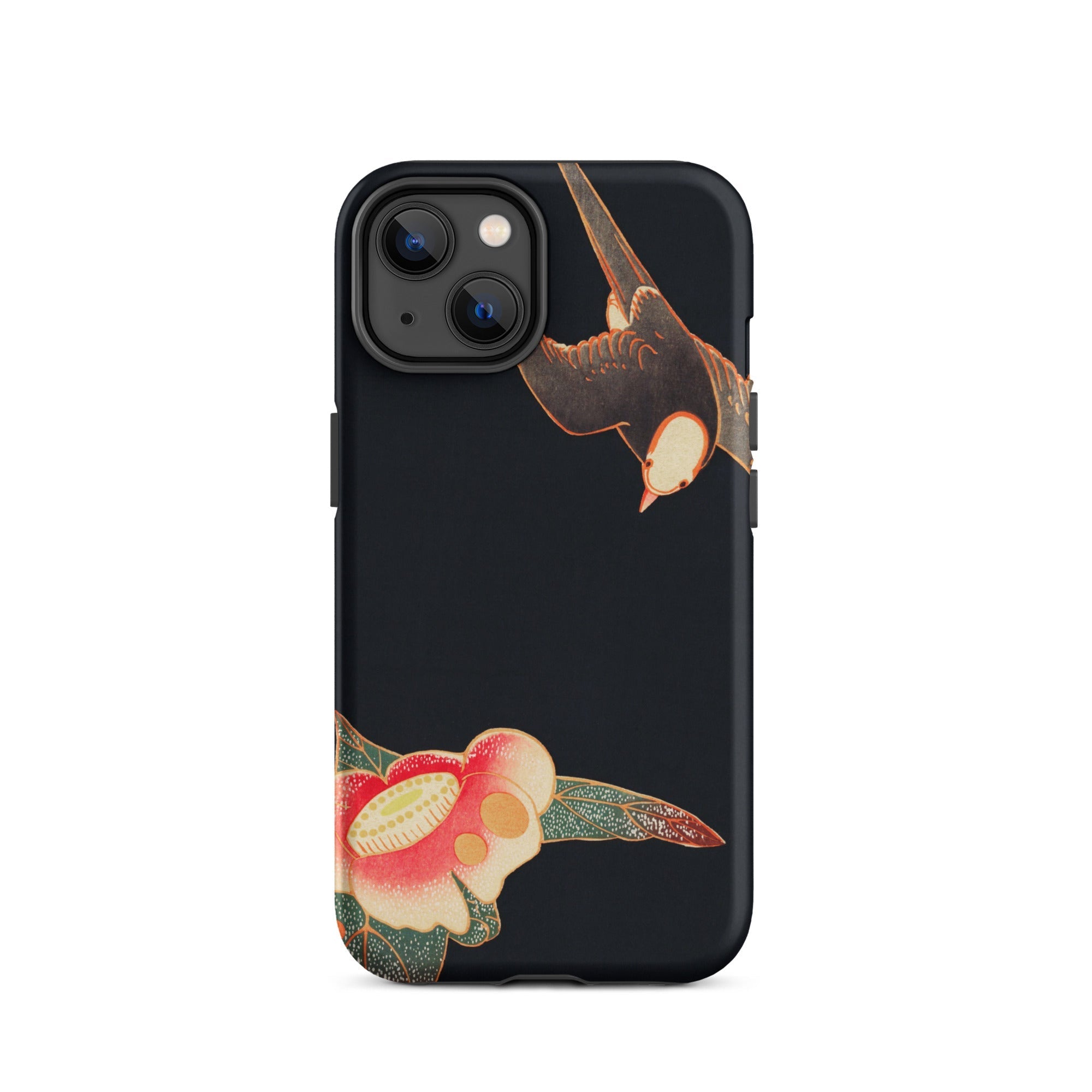 Swallow & Camellia Ito Jakuchu Iphone Case, 14 / Matte, Black Iphone Case Bird Flower Design