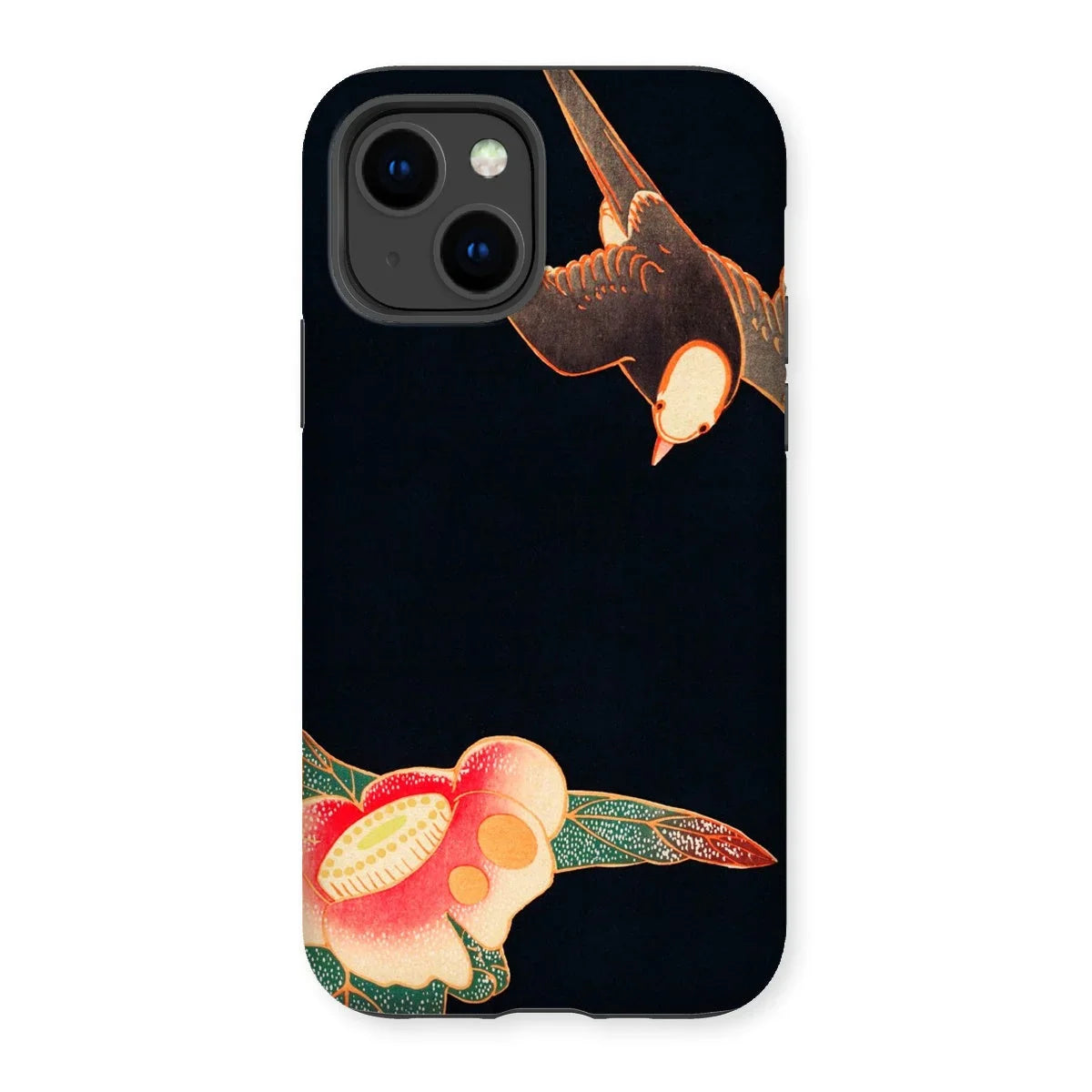 Swallow & Camellia - Ito Jakuchu Iphone Case, 14 / Matte, Phone Case Artistic Design Bird Flower Dark Background