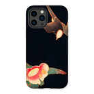 Swallow & Camellia - Ito Jakuchu Iphone Case, 14 Pro Max / Matte, Iphone Case Stylized Bird Flower Design Dark Background
