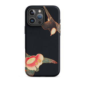 Swallow & Camellia - Ito Jakuchu Iphone Case, 16 Pro Max / Matte, Black Phone Case Bird Flower Design