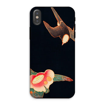 Swallow & Camellia - Ito Jakuchu Iphone Case, Xs / Matte, Phone Case Artistic Design Bird Stylized Flower Dark